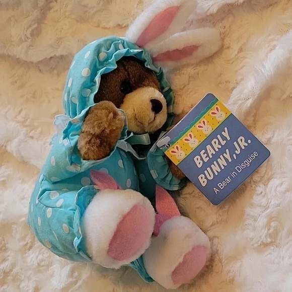 🌴3/$15🌴  Vintage blue polka dot Papel Bearly Bunny Jr in costume kids - Picture 2 of 15